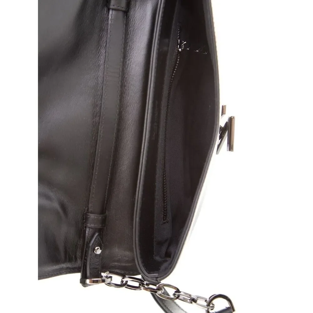 New Zadig & Voltaire Logo Crossbody Bag Leather Black Silver Hardware_5